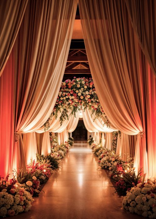 elegant-wedding-ceremony-aisle-decorated-with-flowers-drapes